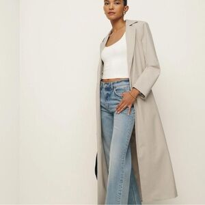 Reformation Anderson Coat Long Collared Natural Beige